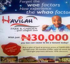 flyer for havilah estate