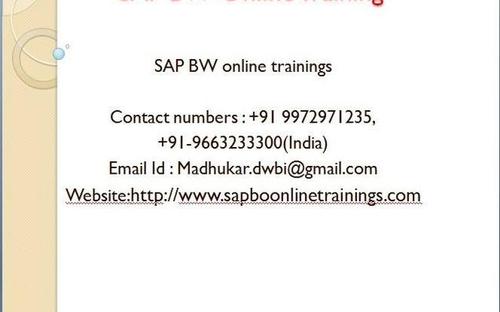 SAP BW BI Online Training in Bangalore