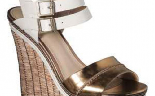 bronze and ivory wedge sandals 